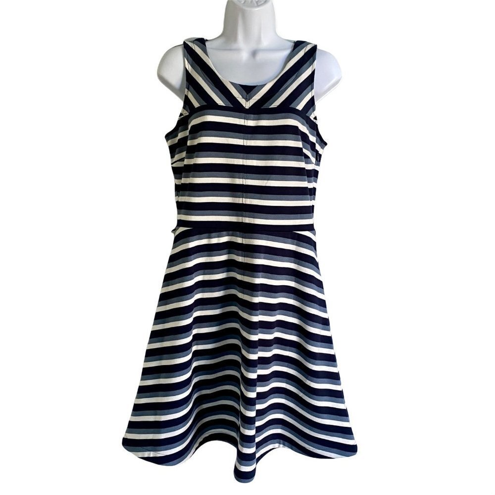 Tommy Hilfiger Striped Sleeveless V Neck Dress with Pockets Size 8
